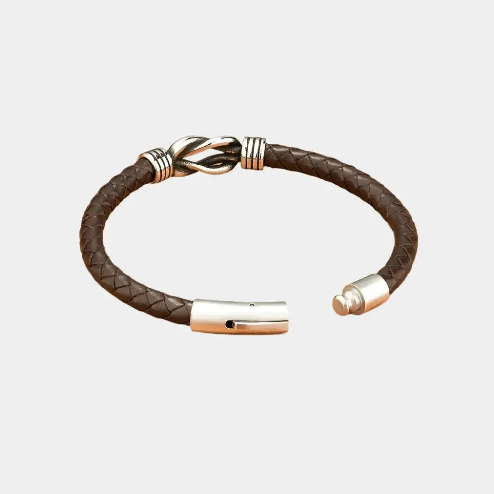 Thin Leather Bracelet - Cross & Crown