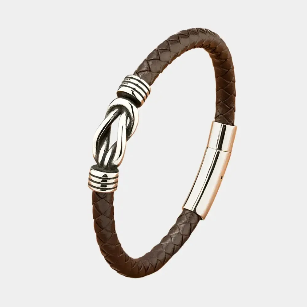 Thin Leather Bracelet - Cross & Crown