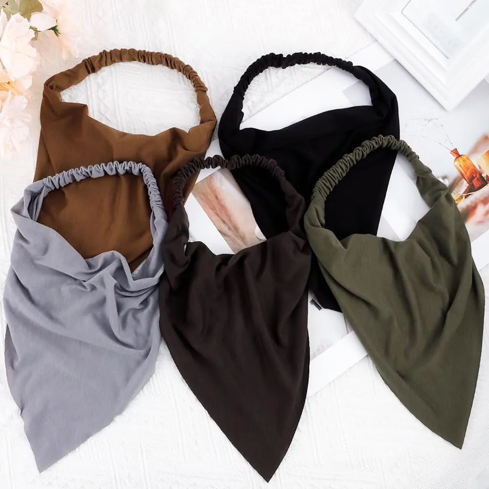 TOBATOBA Bandana Headbands for Women Elastic Hair Bandana Scarf Headband Head Coverings for Women Large Boho Triangle Bandana Hair Coverings Handkerchief Headbands for Women Girls Hair Accessories