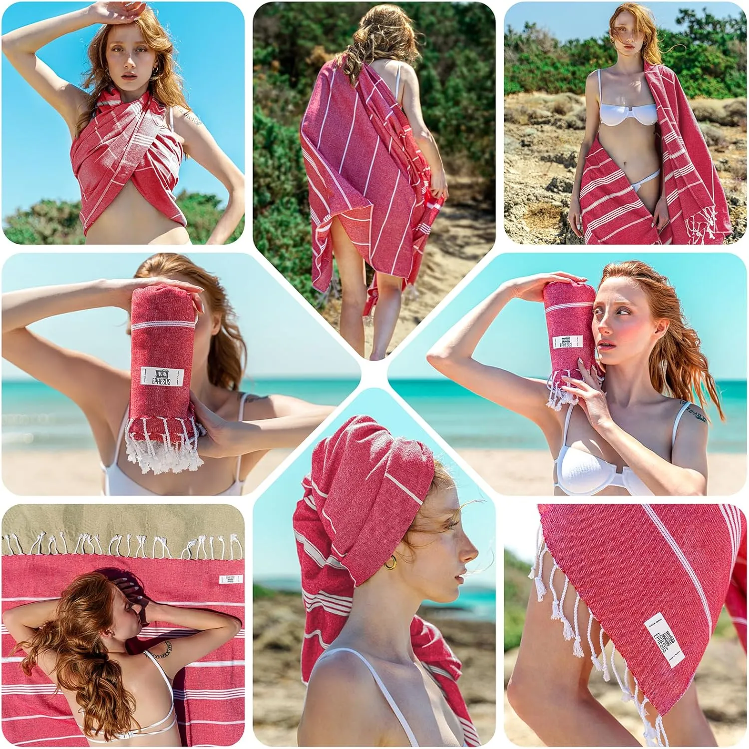 Turkish Beach Towel - 38x70 inch Oversized - Sultan Design - Turkish Towel for Beach Pool, Yoga - Prewashed, Lightweight, Quick Dry (Snow, Pack of 1)