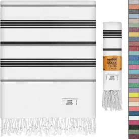 Turkish Beach Towel - 38x70 inch Oversized - Sultan Design - Turkish Towel for Beach Pool, Yoga - Prewashed, Lightweight, Quick Dry (Snow, Pack of 1)