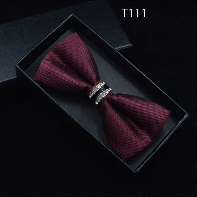Tuxedo Metal Crystal Wedding Bow Tie Men Women Butterfly Knot Cravat Black Purple Blue Jujube Red Groom Party Banquet Meet Club