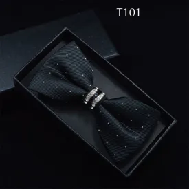 Tuxedo Metal Crystal Wedding Bow Tie Men Women Butterfly Knot Cravat Black Purple Blue Jujube Red Groom Party Banquet Meet Club