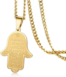 VASSAGO Hamsa Hand of Fatima Necklace Jewish Star of David Necklace for Women Men Stainless Steel Hebrew Amulet Symbol Jewelry Gift