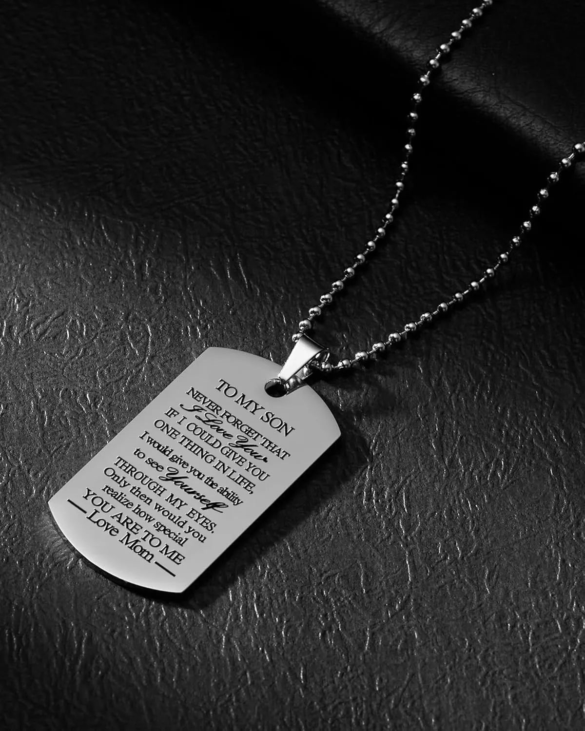 VIMIEW To My Son Dog Tag Pendant Mens Inspirational Chains Necklace Gift For Son From Dad Mom,Christmas Mother's Day Birthday Mitzvah gift for Men Teen Boys.