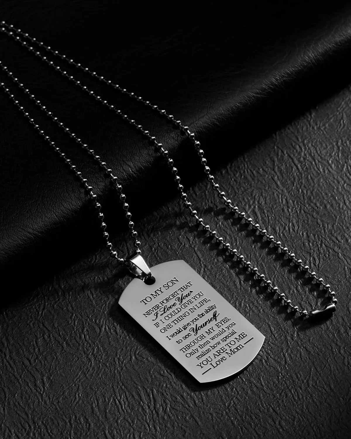 VIMIEW To My Son Dog Tag Pendant Mens Inspirational Chains Necklace Gift For Son From Dad Mom,Christmas Mother's Day Birthday Mitzvah gift for Men Teen Boys.