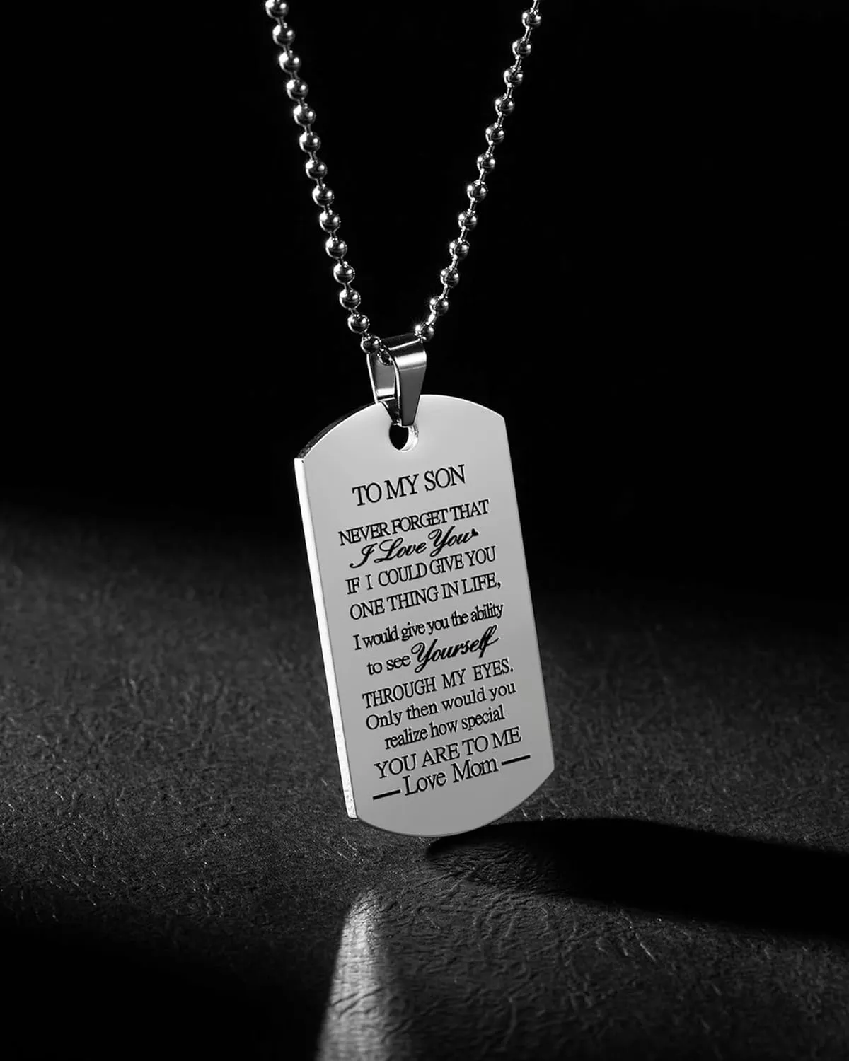 VIMIEW To My Son Dog Tag Pendant Mens Inspirational Chains Necklace Gift For Son From Dad Mom,Christmas Mother's Day Birthday Mitzvah gift for Men Teen Boys.