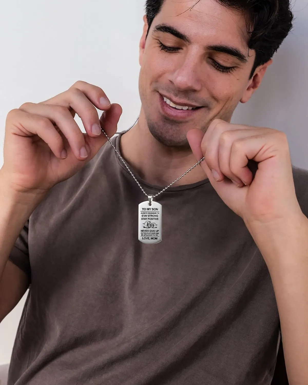 VIMIEW To My Son Dog Tag Pendant Mens Inspirational Chains Necklace Gift For Son From Dad Mom,Christmas Mother's Day Birthday Mitzvah gift for Men Teen Boys.