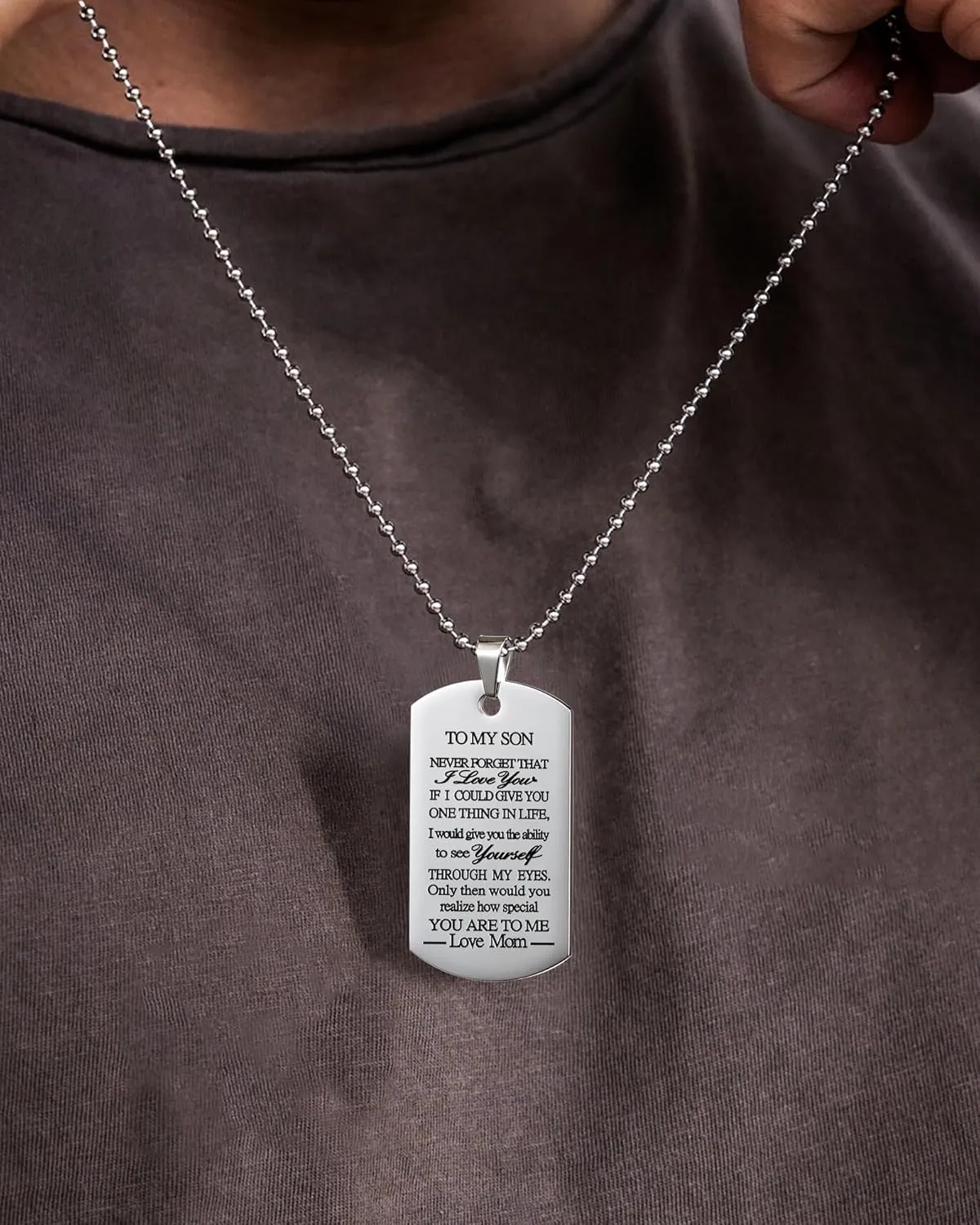 VIMIEW To My Son Dog Tag Pendant Mens Inspirational Chains Necklace Gift For Son From Dad Mom,Christmas Mother's Day Birthday Mitzvah gift for Men Teen Boys.