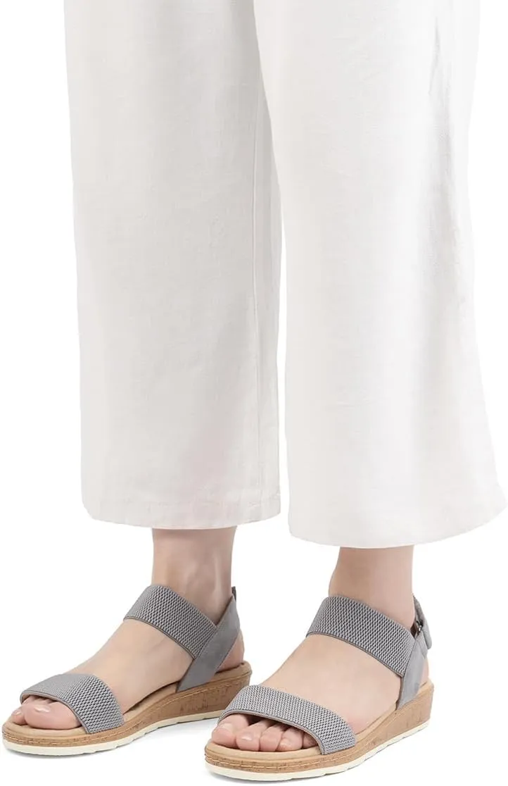 VJH confort Womens Flat Sandals Open Toe Elastic Ankle Strap Slip on Comfy Low Wedge Sandals