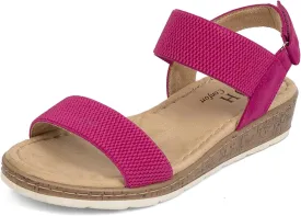 VJH confort Womens Flat Sandals Open Toe Elastic Ankle Strap Slip on Comfy Low Wedge Sandals