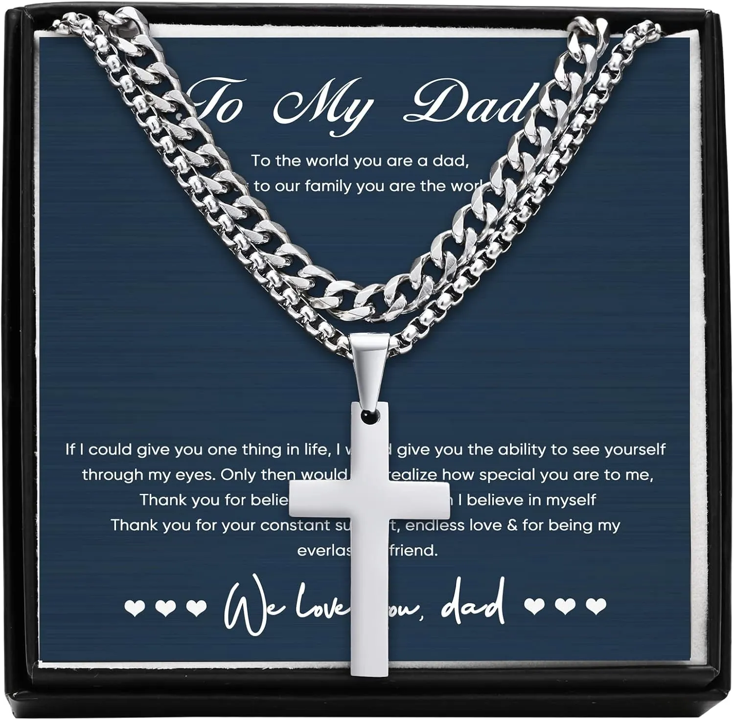 VNOX Gifts for Dad from Son Wife - to My Dad Necklace for Dad Daddy Papa Step Fathers Day Birthday Present Gifts for Dad from Son