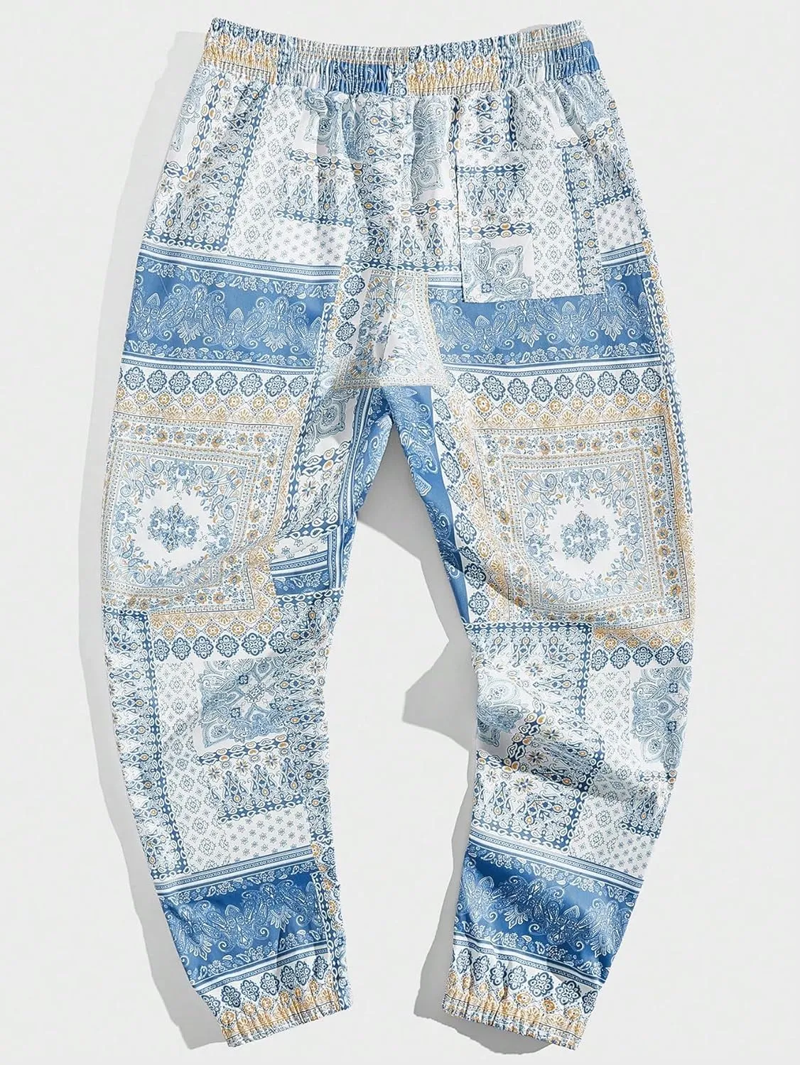 WDIRARA Men's Floral Letter Graphic Print Drawstring Waist Tie Front Sweatpants