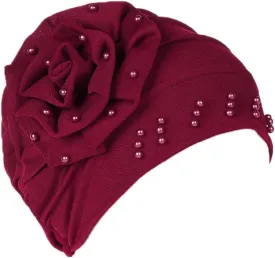 Women's Turban Flower Caps Chemo Headwear Cap Vintage Soft Turbans Beanies Headscarf Elastic Headwrap Hat