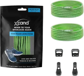Xpand Round Lacing. Elastic No Tie Shoelaces - Quick Release Tension Control - One Size Fits All Adult and Kids Shoes