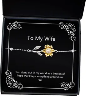 You Stand Out in My World as a Beacon of Hope That Keeps Everything Sunflower Bracelet, Wife Present from Husband, Useful Jewelry for Wife